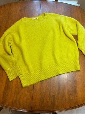 Ellison Chartreuse Crewneck Sweater - Cozy Knit, L